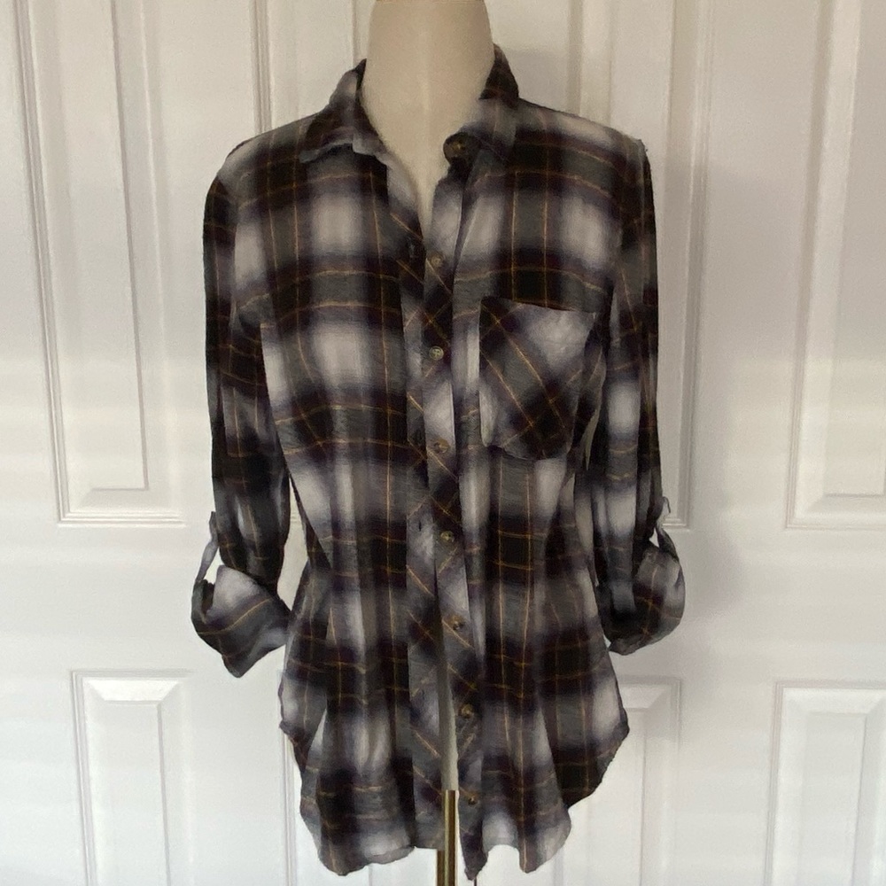 Plaid Flannel Button Up Top